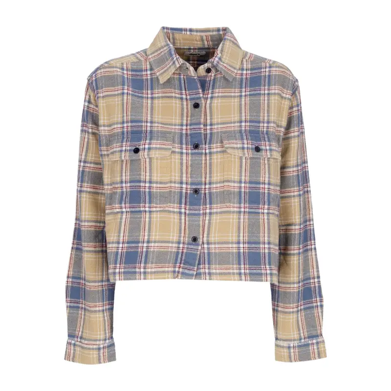 Obey Camicia Manica Lunga Donna Pia Flannel Shirt L/s Vintage Blue Multi