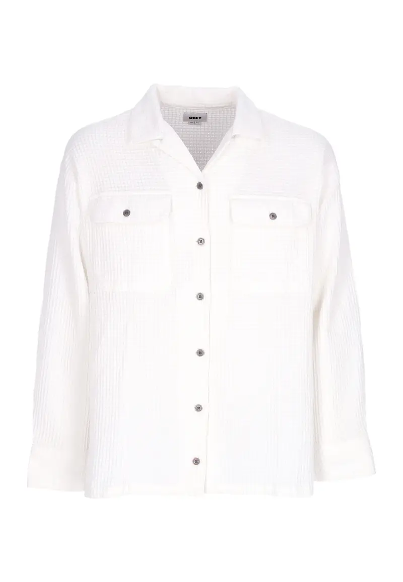 Obey Camicia Manica Lunga Donna W Camille Waffle L/s Shirt Muted White