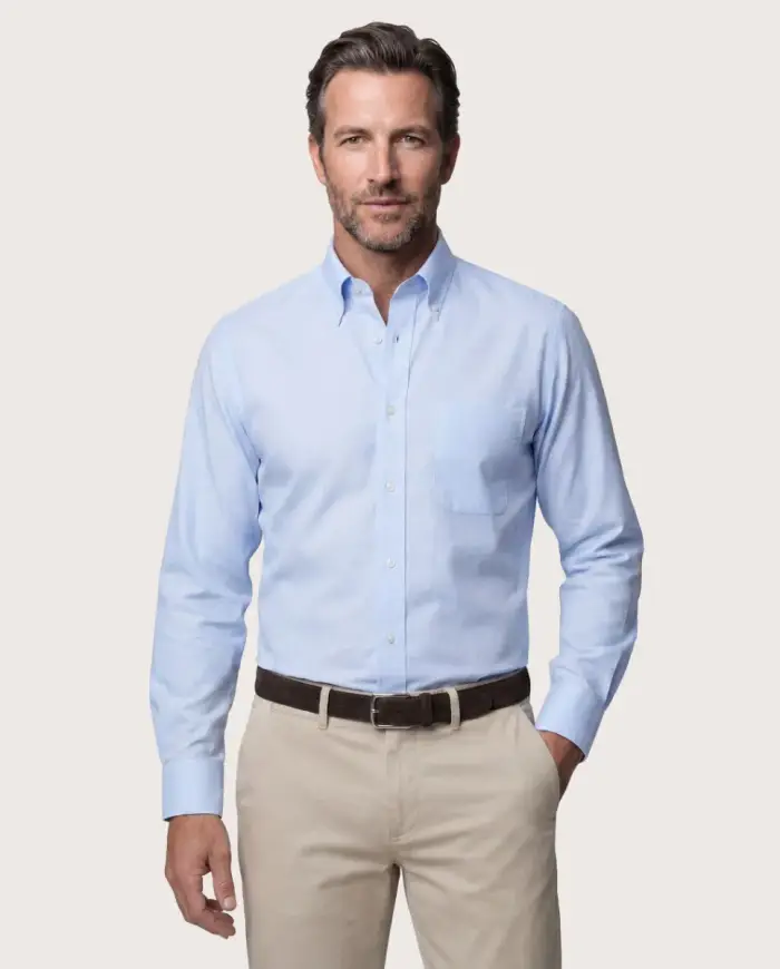 Camicissima Camicia non iron popeline a quadretti azzurri slim munich button down