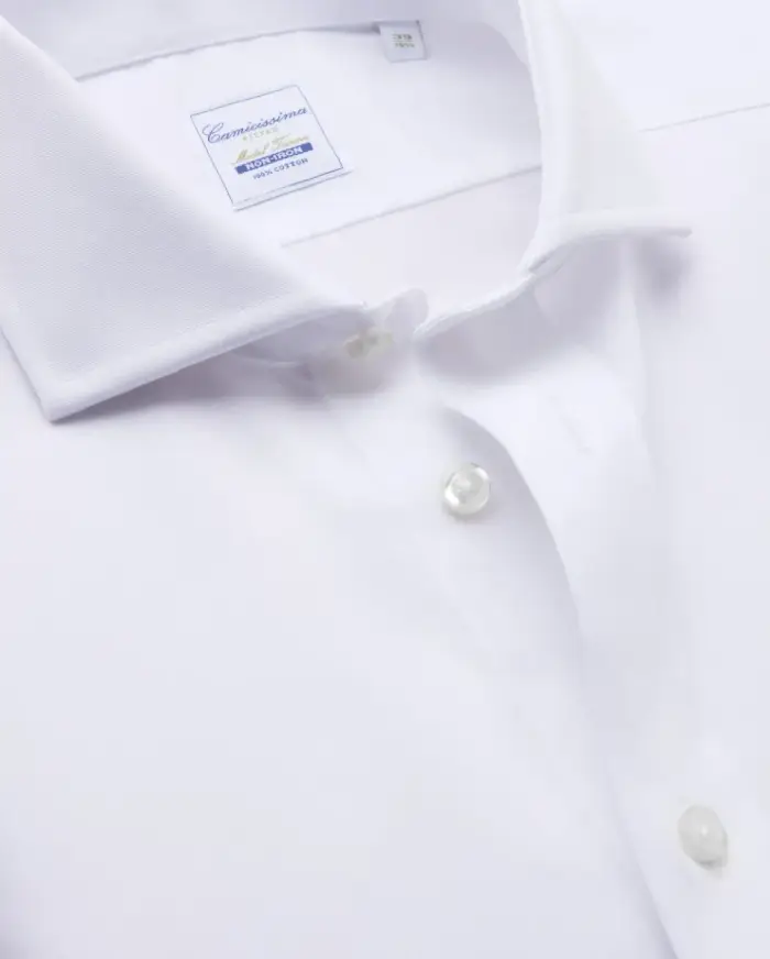 Camicissima Camicia non iron twill bianca extra slim fitted tirana francese