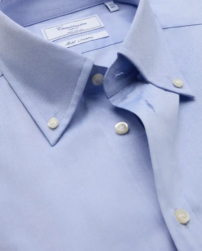 Camicissima Camicia permanent pin point celeste slim livorno button down