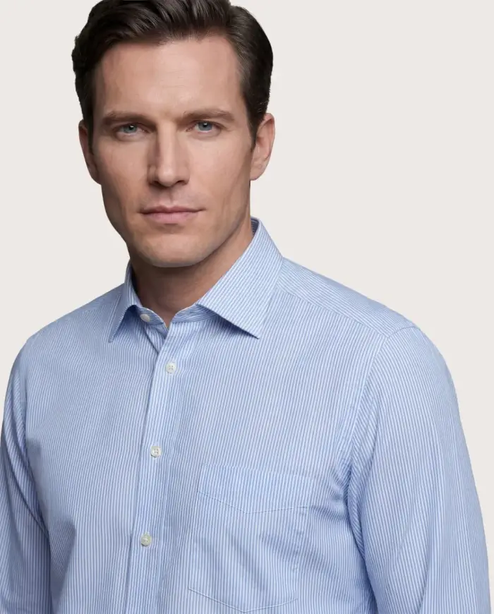 Camicissima Camicia permanent popeline a righe azzurre slim sorrento francese