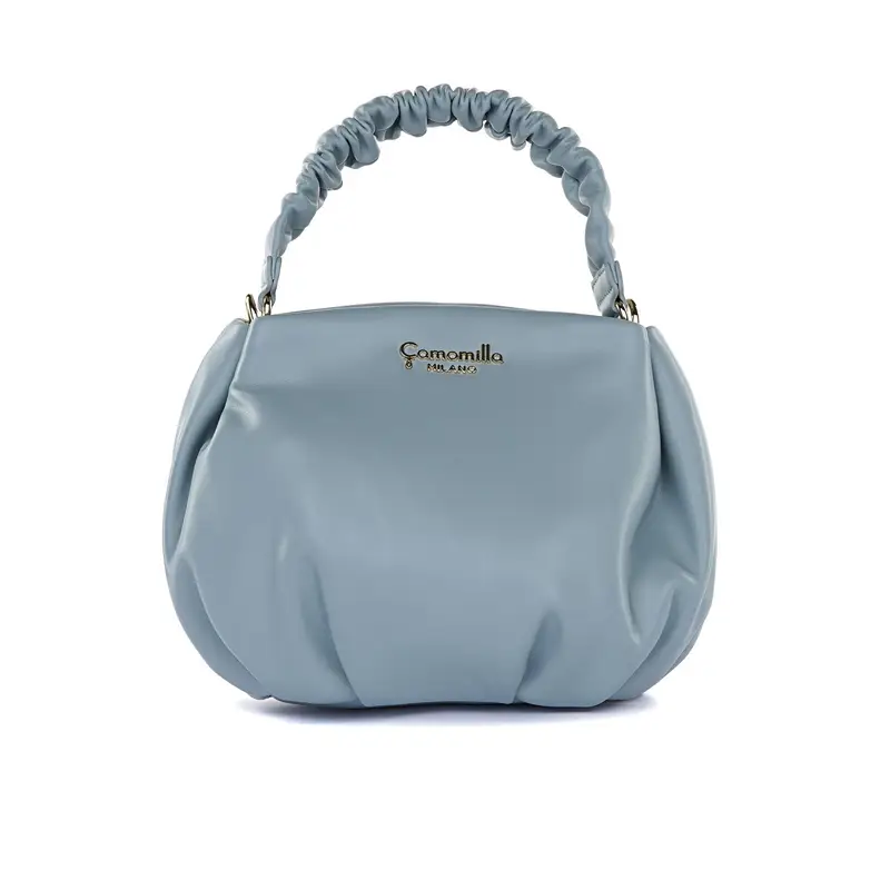 Borsetta azzurra da donna con manico arricciato