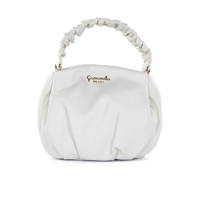 Borsetta bianca da donna con manico arricciato
