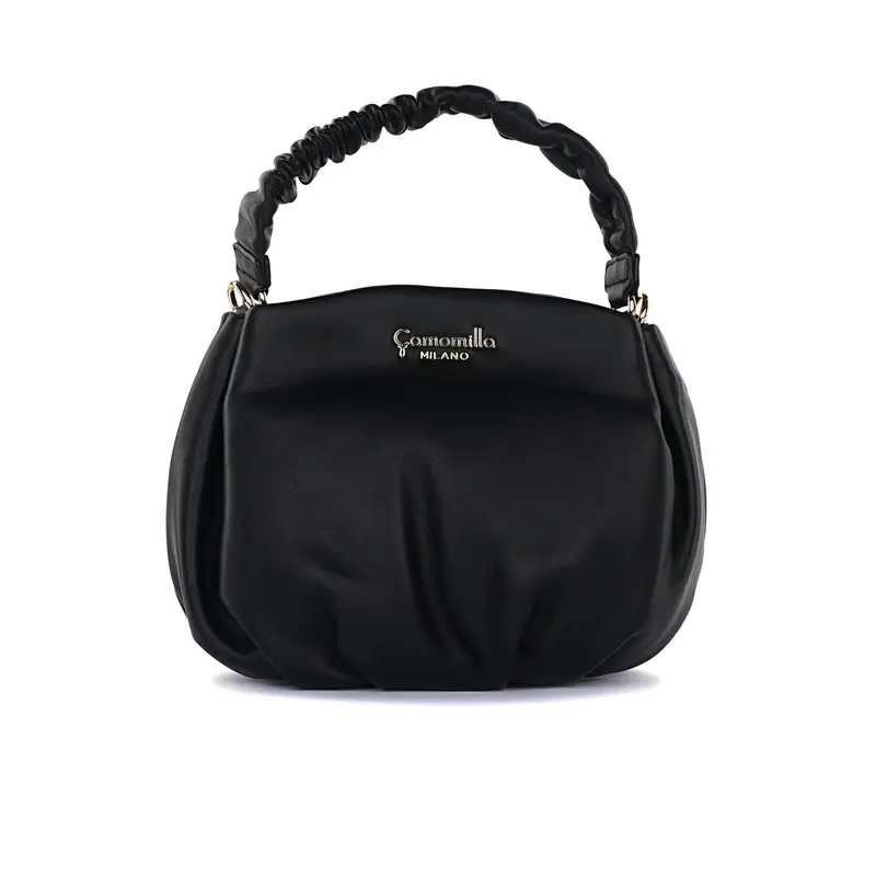 CAMOMILLA Borsetta nera da donna con manico arricciato