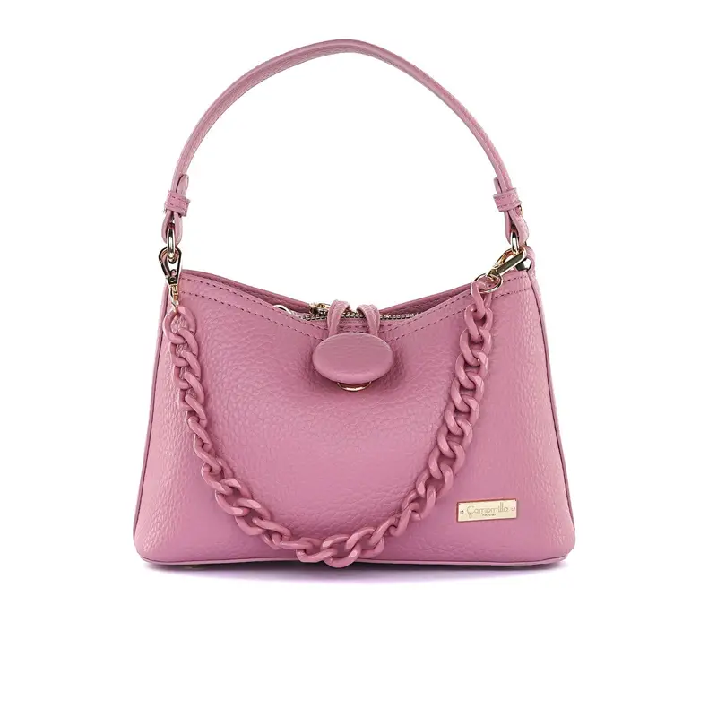 Borsetta rosa da donna con dettaglio catena