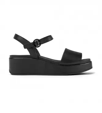 Camper per donna K200564-012 Sandali Misia in Pelle Nera -Altezza plateau 5,7cm-, Nero, 5 a 8cm, Fibbia, Casual