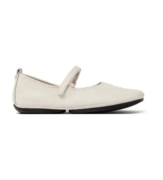 Camper per donna K201365-024 Ballerine in pelle bianca Nina Right, Bianco, Basso, Velcro, Casual, Sostenibile