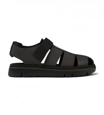 Camper per uomo K100285-006 Sandali in pelle di bruco marrone, Basso, Velcro, Casual