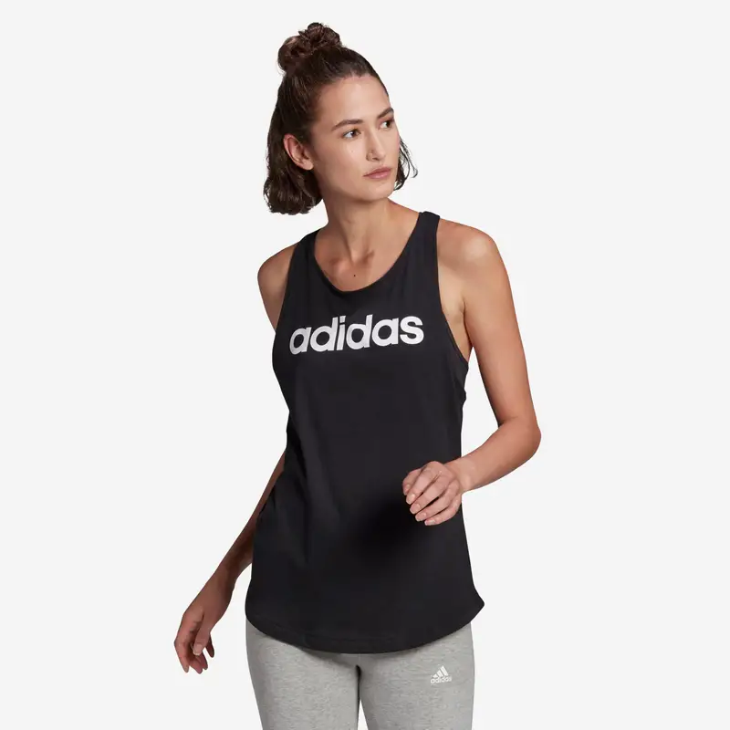 Canotta donna fitness ADIDAS LINEAR 100% cotone nera | Adidas
