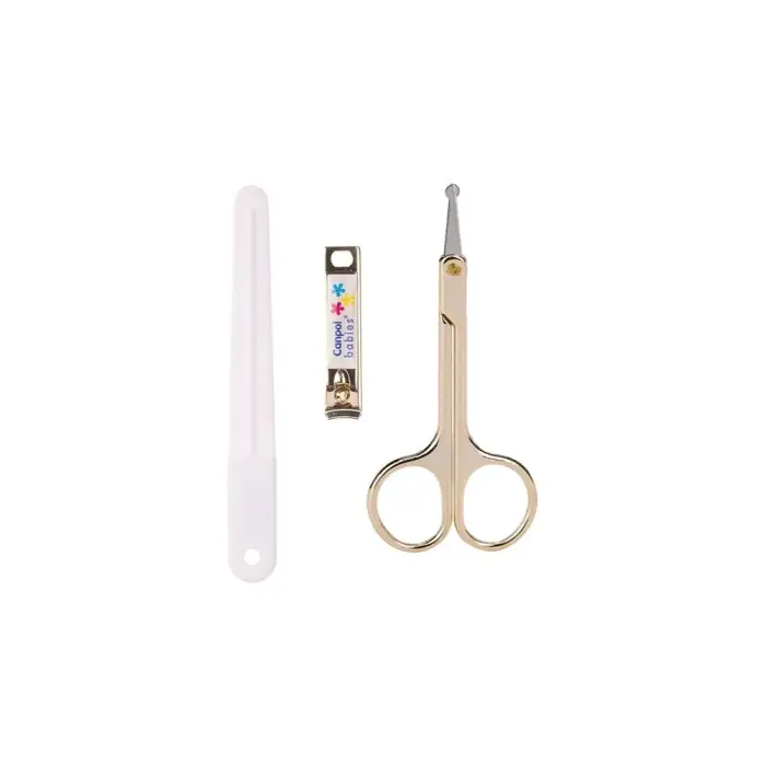Canpol babies Hygiene Set per manicure per bambini forbici con punta arrotondata + lima + pinzette per unghie