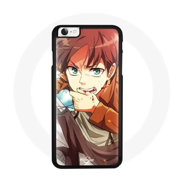 CAPACHEAP Cover iPhone 4 - Maniacase - Eren L Attacco dei Giganti - Flessibile - Nera - Anime