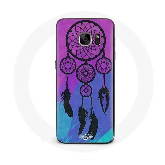 CAPACHEAP Cover per Samsung Galaxy S7 Edge Acchiappasogni Nero Sfondo Blu e Viola