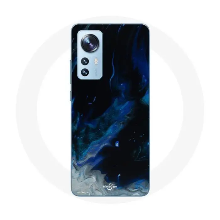 CAPACHEAP Cover per Xiaomi Mi 12 / 12X Nuvole di fumo multicolore di blu grigio e nero su sfondo nero