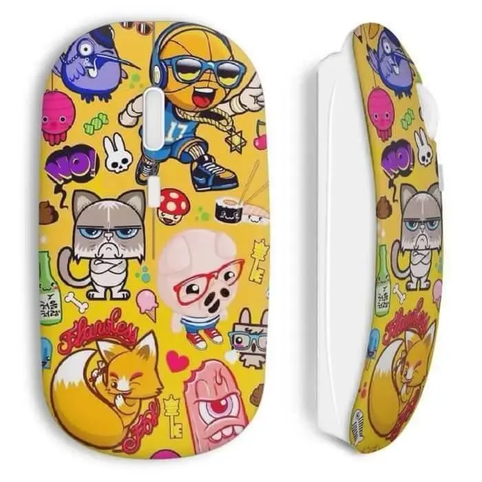 CAPACHEAP Mouse Wireless - MANIACASE - Simpatici mostriciattoli - Giallo - Chiavetta USB Wi-Fi - Compatibile Mac e PC