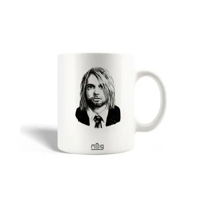 CAPACHEAP Tazza in Ceramica - Nirvana - Kurt Cobain - 30cl - Lavabile in Lavastoviglie - Bianco