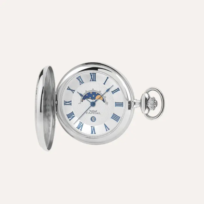 Capital Orologio da Tasca Al Quarzo con Fasi Lunari Tx195
