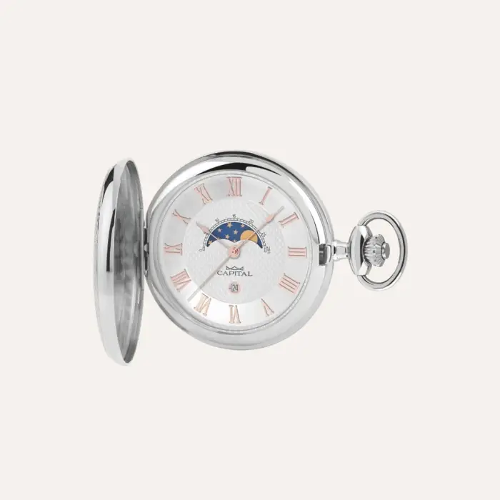 Capital Orologio da Tasca Al Quarzo con Fasi Lunari Tx195