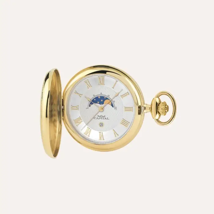 Capital Orologio da Tasca Al Quarzo con Fasi Lunari Tx196