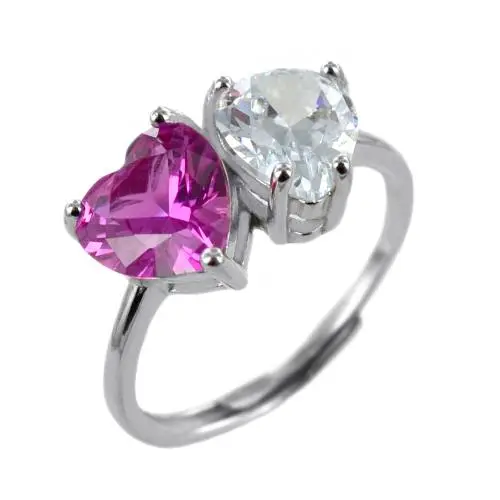 cappagli charme anello in argento con zircone cuore rosa e goccia io e te