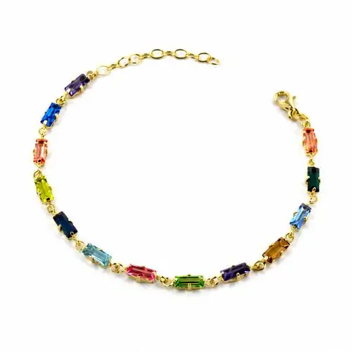 cappagli charme bracciale in argento giallo con pietre colorate taglio baguette