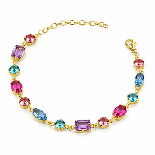 cappagli charme bracciale in argento giallo con pietre colorati