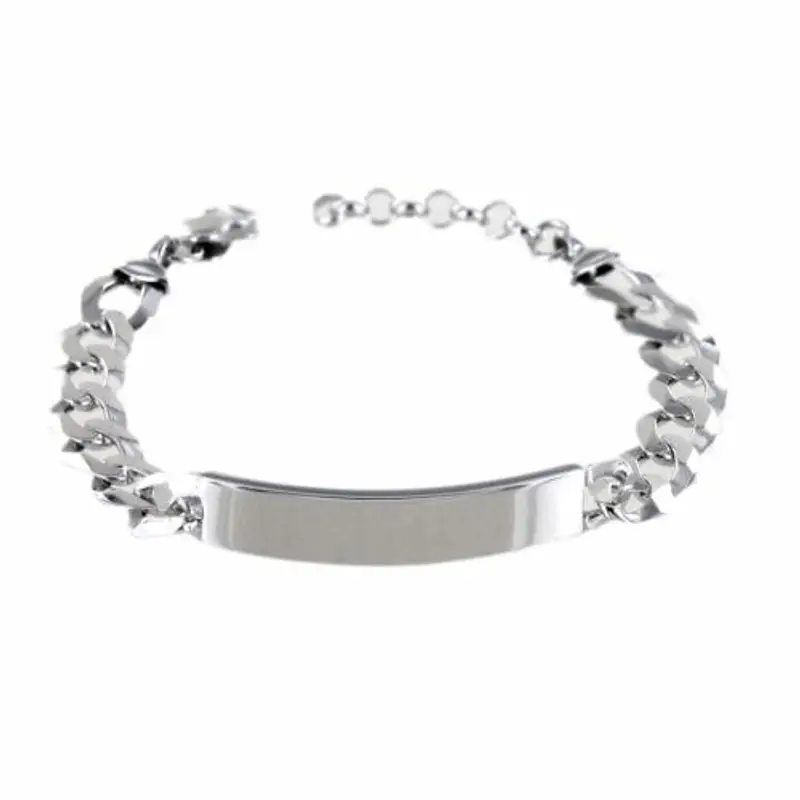cappagli charme bracciale in argento lucido con targhetta per incisione big size