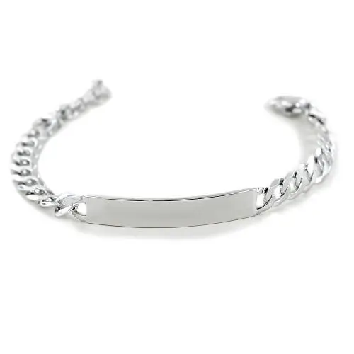 cappagli charme bracciale in argento lucido con targhetta per incisione medium