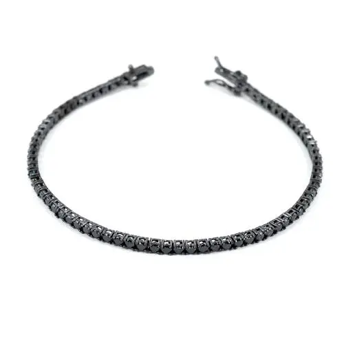 cappagli charme bracciale tennis da uomo in argento nero con zirconi neri