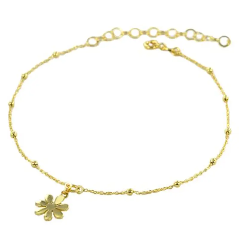 cappagli charme cavigliera in argento dorato con margherita e perla