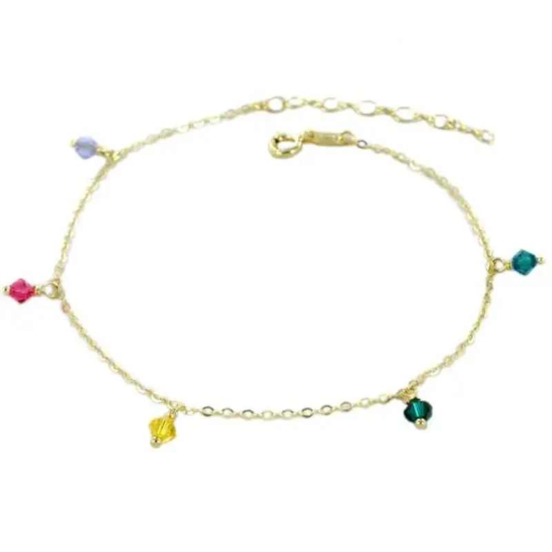 cappagli charme cavigliera in argento dorato con pietre ciondoli colorate