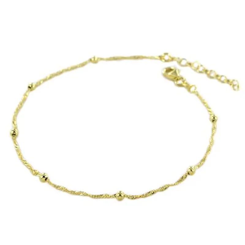 cappagli charme cavigliera in argento dorato con sfere catena luminosa