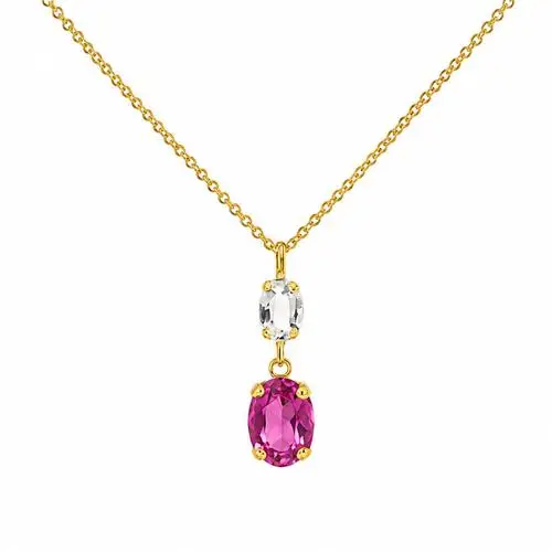 cappagli charme collana in argento dorato con pietra rosa