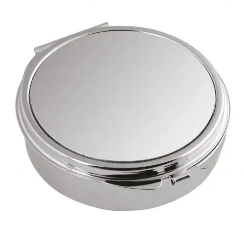 cappagli charme portapillole con specchio da donna e da uomo laminato argento