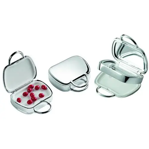 cappagli charme portapillole con specchio da donna laminato argento