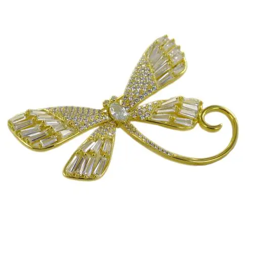 cappagli charme spilla a forma di libellula in argento giallo e zirconi