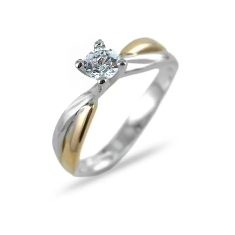 cappagli gioielli anello solitario valentine oro bianco e rosa con zircone 4.50 mm