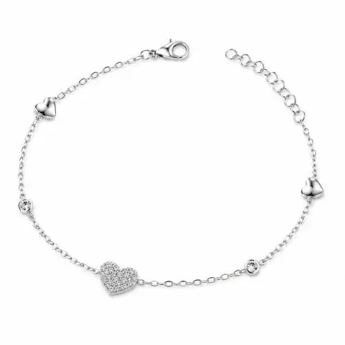 cappagli gioielli bracciale da ragazza luminoso con cuori in oro bianco e zirconi charms
