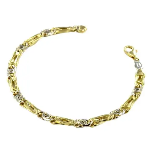 cappagli gioielli bracciale da uomo grande in oro giallo e bianco occhio di pernice 21 cm