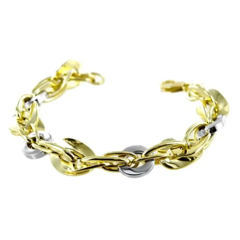 cappagli gioielli bracciale donna a catena sfalsata in oro giallo e bianco