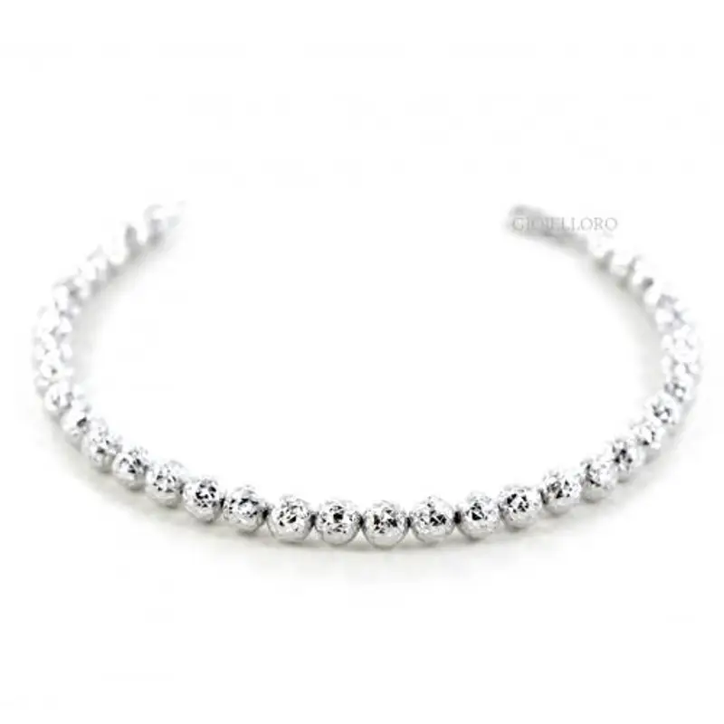cappagli gioielli bracciale in oro bianco a sfere grandi sfaccettate - oreficeria vicentina