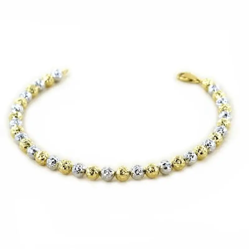 cappagli gioielli bracciale in oro bianco e giallo a sfere grandi sfaccettate - oreficeria vicentina
