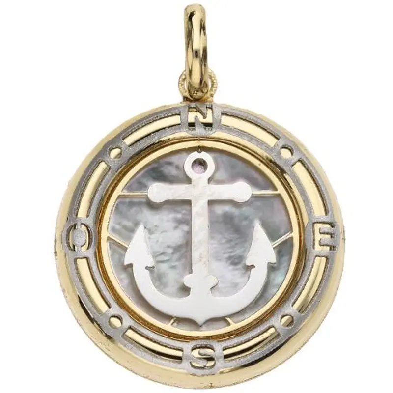 cappagli gioielli ciondolo ancora medio in oro giallo bianco e madreperla 16 mm