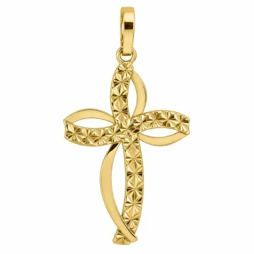 cappagli gioielli ciondolo croce moderna sfaccettata in oro giallo