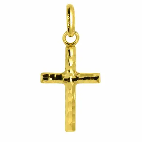 cappagli gioielli ciondolo croce moderna sfaccettata in oro giallo