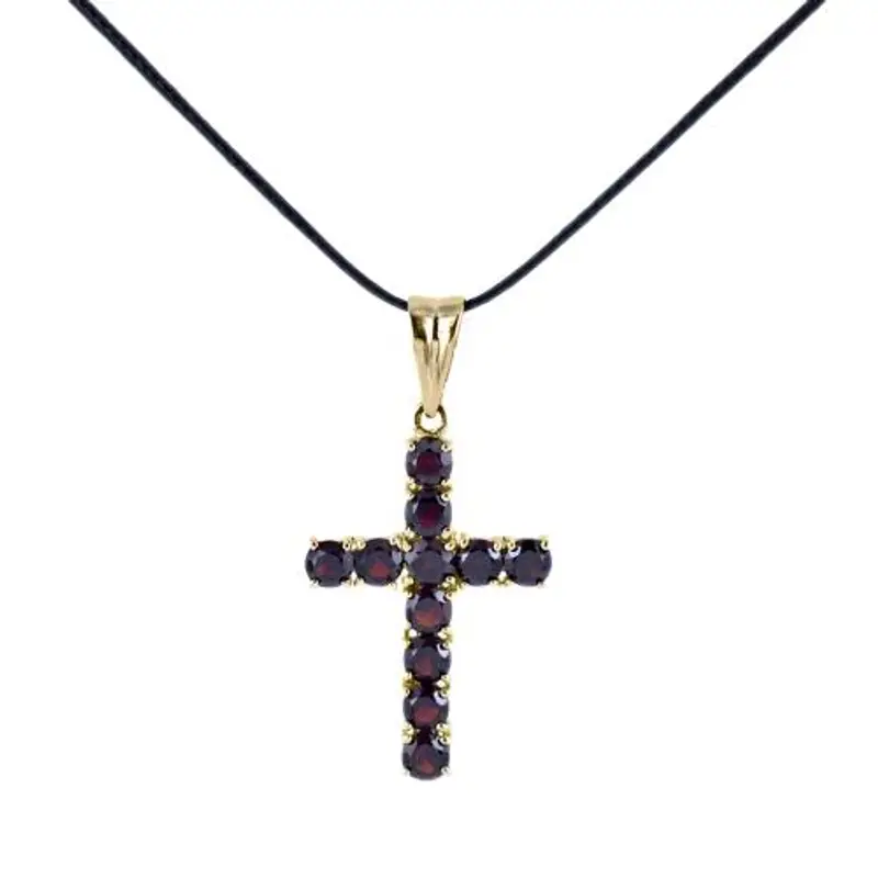 cappagli gioielli ciondolo in oro giallo a croce con granato