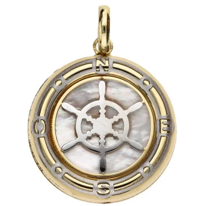 cappagli gioielli ciondolo timone medio in oro giallo bianco e madreperla 16 mm