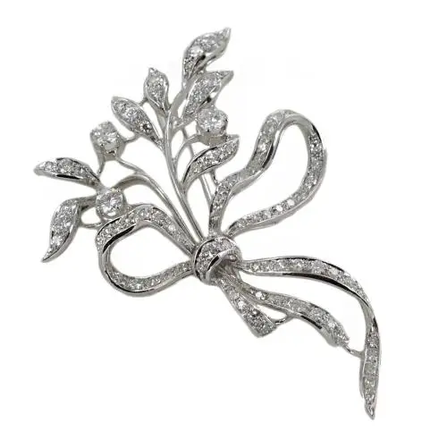 cappagli gioielli spilla vintage stile antico a forma di fiocco con diamanti