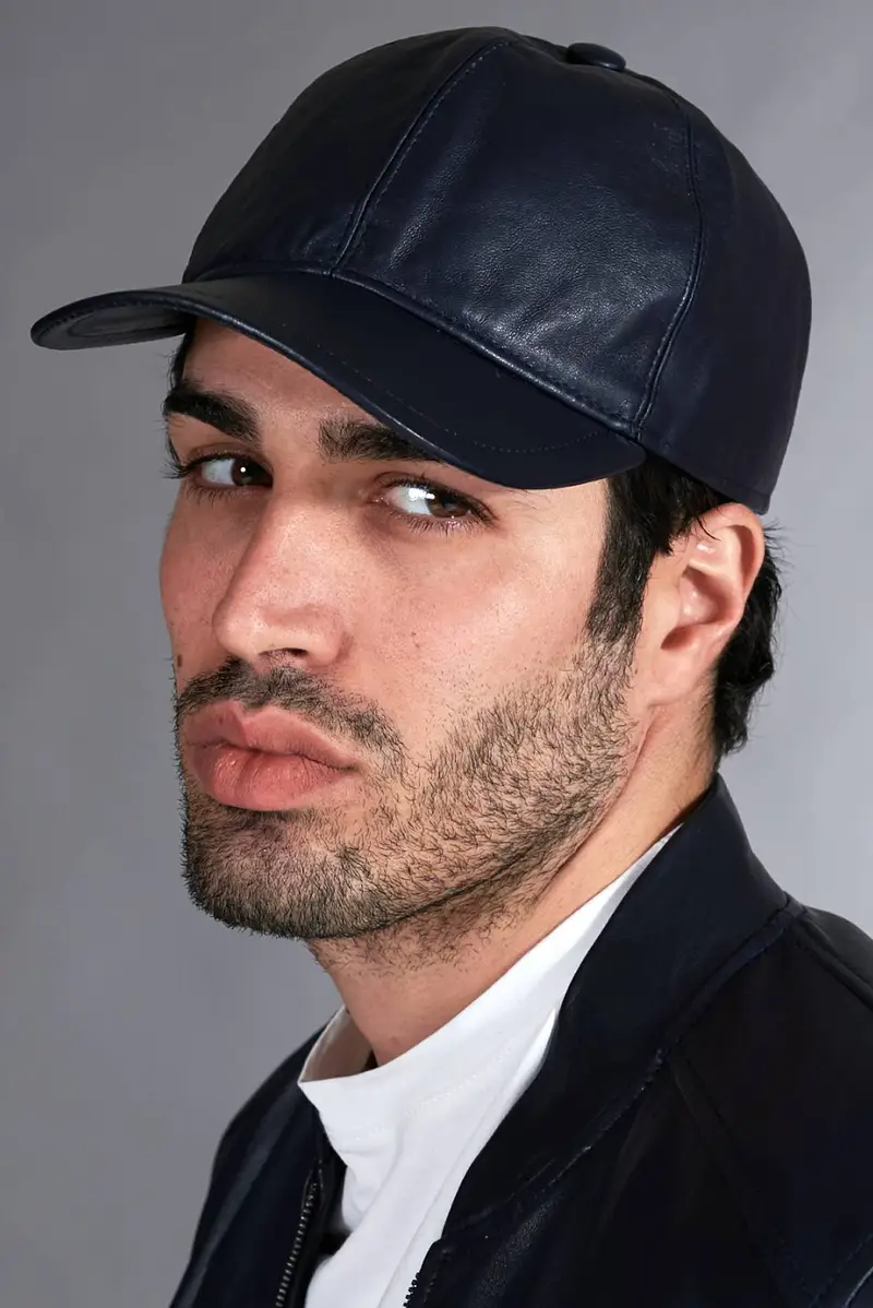 D'Arienzo Cappello baseball in pelle blu unisex berretto strappo regolabile, Seleziona (55cm), Colore Blu