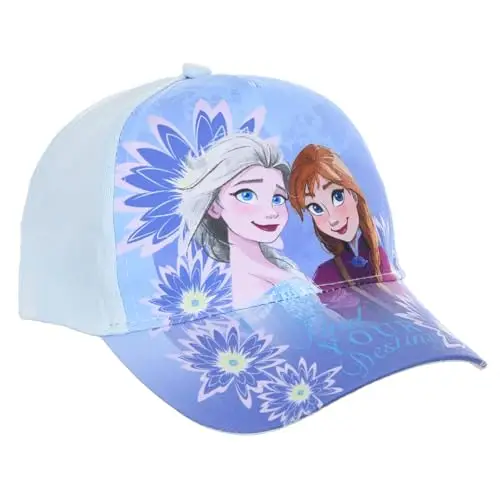 CARTOON Cappello con Visiera Frozen Disney Berretto Azzurro Estivo per Bambini Regolabile Protezione dai Raggi UV